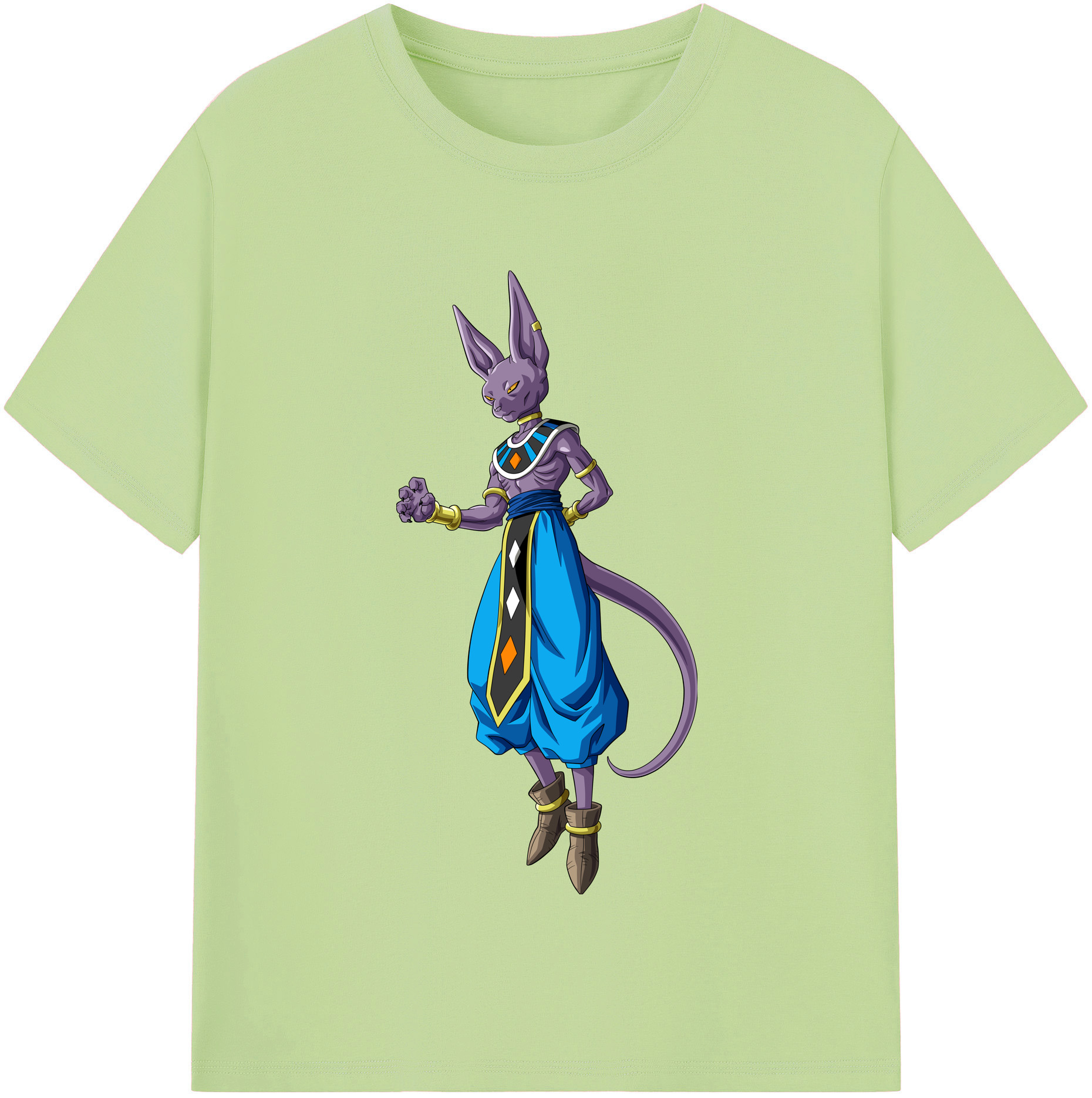 （画像用） ドラゴンボール ビルス 破壊神ビルス DRAGON BALL Beerus Birusu 綿100％半袖Tシャツ（フロントプリント）